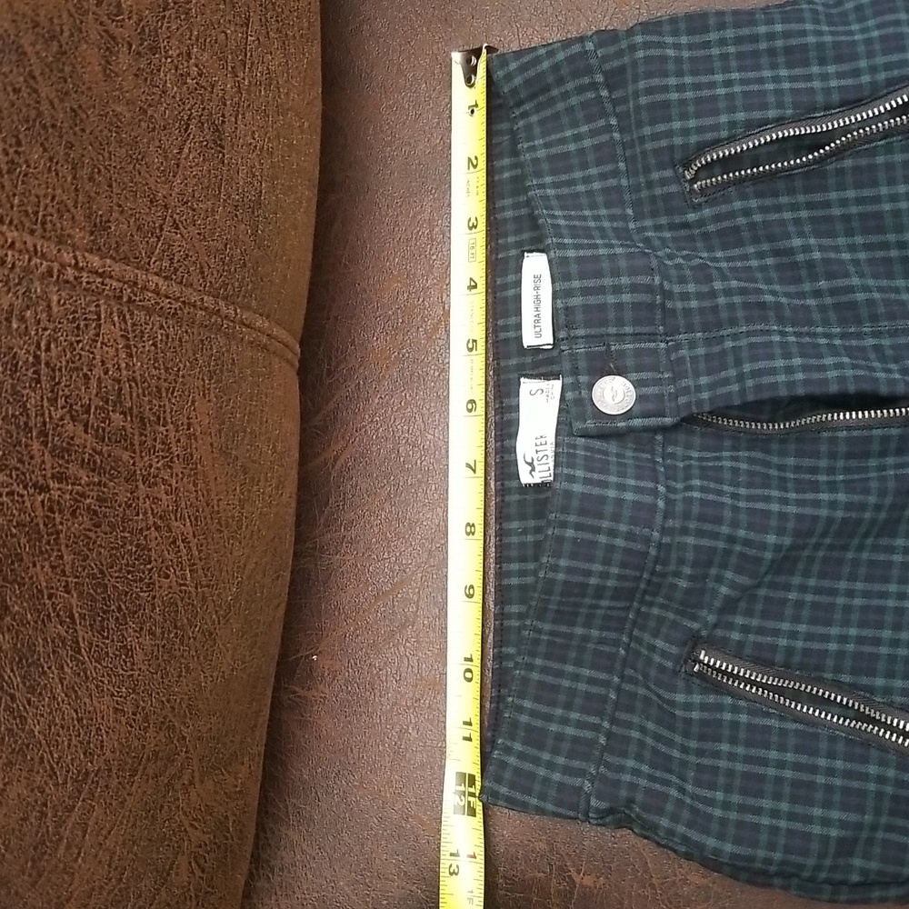 #T - Hollister Women Ultra High Rise Plaid Pants Blue Green Black Size S - Picture 6 of 8